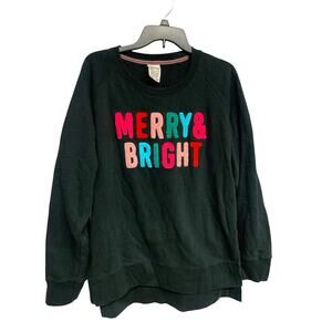 Royce Brand Merry & Bright Black Sweatshirt Womens 2XL Holiday Crewneck Pullover